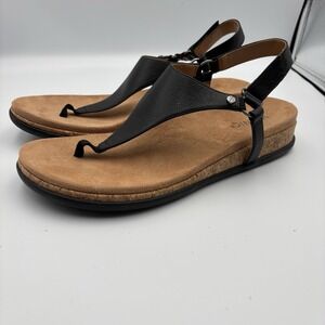 Vionic Sandal Kirra II Toe Post Sling Back Black Leather Women's US10UK8EU41 New
